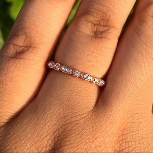 Antique 18k Rose Gold Braided Band Gemstone Ring